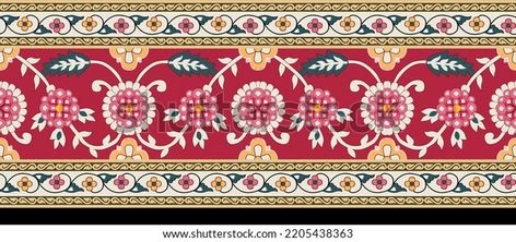 Indian Design Print Mughal Graphic Less Stock Illustration 2205438363 | Shutterstock Mughal Lace Border, Lace Boarders, Mughal Border, Geometrical Border, Laces Design, Digital Border, Geometrical Design, Borders Design, Print Design Pattern