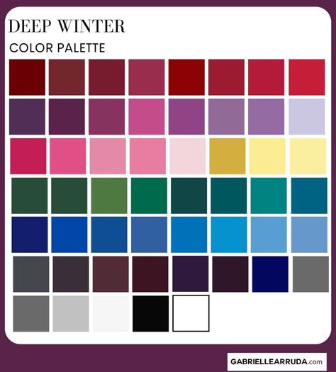 Deep Winter Color Palette, Deep Winter Palette Outfits, Color Analysis Winter, Kibbe Natural, Deep Winter Palette, Deep Winter Colors, Winter Palette, Winter Typ, Winter Color Palette