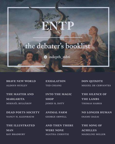 ENTP Booklist Book Recommendations For Intp, Entp Movie List, Entp Booklist, Mbti Booklist, Books For Intp, Entp Core, Entp Aesthetic, Entp Personality Type, Book Bucket