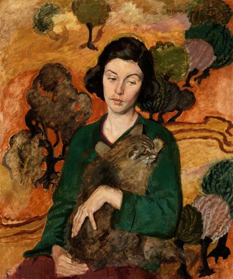 Dr Liv Gibbs on Twitter: "Ann with Cat by Margaret Clarke (1884-1961) (Private Collection). The artist’s daughter.… " Woman With Cat, Irish Painters, Harry Clarke, Irish Art, Art Historian, Figurative Art, Female Artists, Portrait Art, Traditional Art