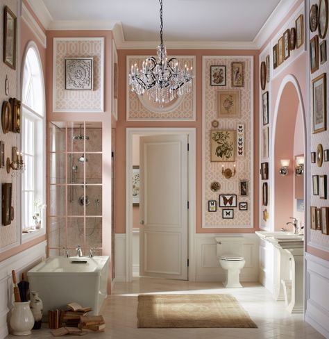 Country Chic Bathroom, Small Bathroom Plans, Vintage Bathroom Remodel, Color Bathroom Design, Pink Bathrooms Designs, Boho Bathroom Decor, Chic Bathroom, Diy Bathroom Storage, Victorian Bathroom