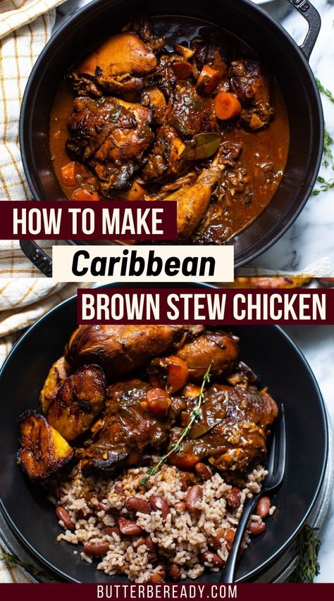 Jamaican Recipes, Brown Stew Chicken Recipe, Jamaican Brown Stew, Jamacian Food, Brown Stew Chicken, Stew Chicken, Jamaican Cuisine, Jamaican Dishes, Stew Chicken Recipe