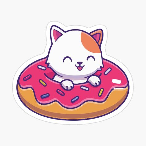 Get my art printed on awesome products. Support me at Redbubble #RBandME: https://www.redbubble.com/i/sticker/Cute-funny-cat-in-a-donut-funny-kitty-playing-with-doughnut-by-Cutefy/66703554.EJUG5?asc=u Donut Funny, Cat Donut, Donut Sticker, Christmas Pumpkins, Christmas Donuts, Donut Cat, Halloween Pumpkin Designs, Kitten Cartoon, Funny Bears