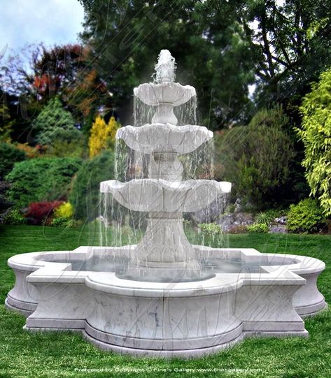 Fancy Fountain, Front Yard Fountain, Yard Fountain, Decorative Fountains, Marble Fountain, Water Fountain Design, Air Mancur, Garden Water Fountains, Outdoor Patio Designs