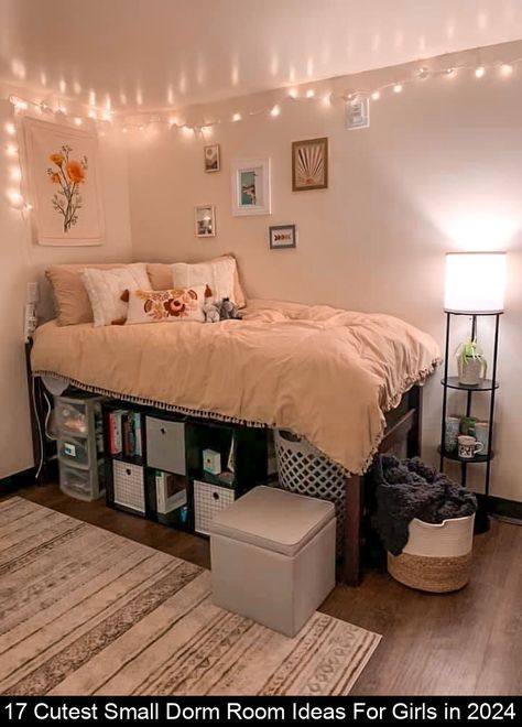 Looking for the cutest small dorm room ideas that will up-level your dorm room?! This post is all about the best college dorm room ideas y... #dorm #ideas Messy Aesthetic Bedroom, Small Dorm Room Decor Ideas, College Dorm Room Ideas Modern, Uconn Dorm, Dorm Room Ideas For Girls College, Girl Dorm Room Ideas, Dorm Room Ideas Cozy, Girls Dorm Room Ideas, Simple Dorm Room Ideas