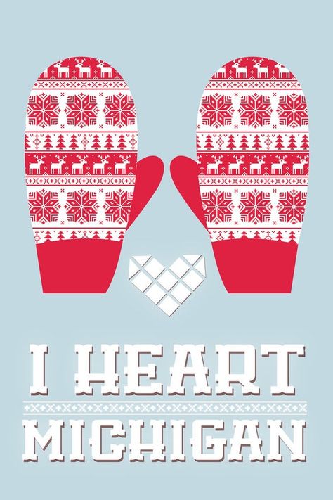 I Heart Michigan - Mittens (Art Prints, Wood & Metal Signs, Canvas, Tote Bag, Towel) To Holland, Holland Michigan, Free Canvas, Stock Art, Antique Maps, Support Artists, Art Ink, Canvas Tote Bag, Sign Art