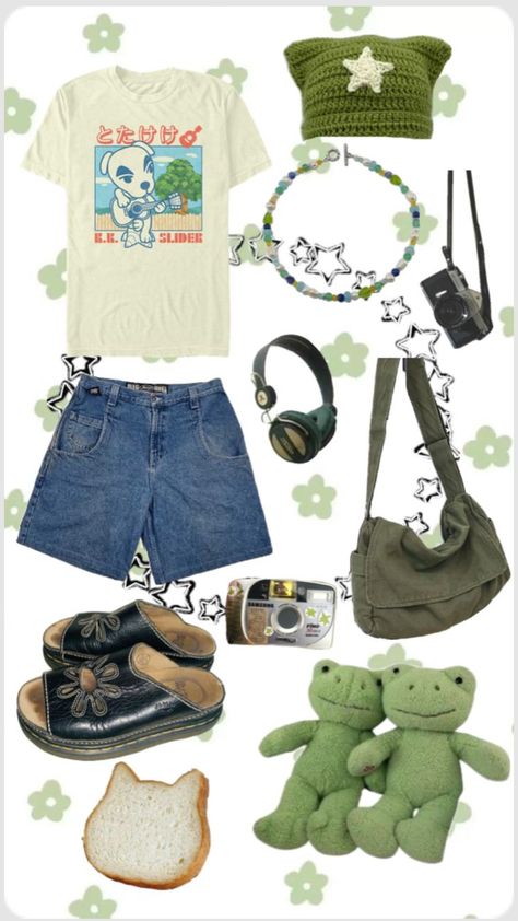 Cute green star girl outfit inspo #outfitinspo #iamabaldman #stargirl #fyp #green #greenaesthetic #stargirlaesthetic #star #staraesthetic #greenaestheticshuffle #stargirlinspo #outfitinspiration Couture, Dreamcore Outfits, Star Girl Outfit, Frog Outfit, Kidcore Outfits, Silly Clothes, Crazy Daisy, Green Star, Crazy Outfits
