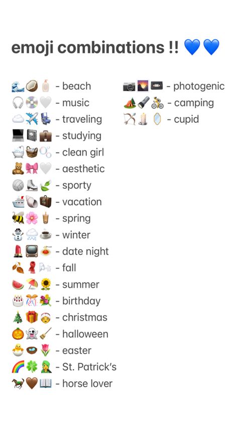 if you were to use this please give credit! Organisation, Pool Day Emoji Combos, Mountain Emoji Combo, Fourth Of July Emoji Combo, Wedding Emoji Combinations, Sunrise Emoji Combo, 4th Of July Emoji Combos, Blue Aesthetic Emoji Combo, City Emoji Combos