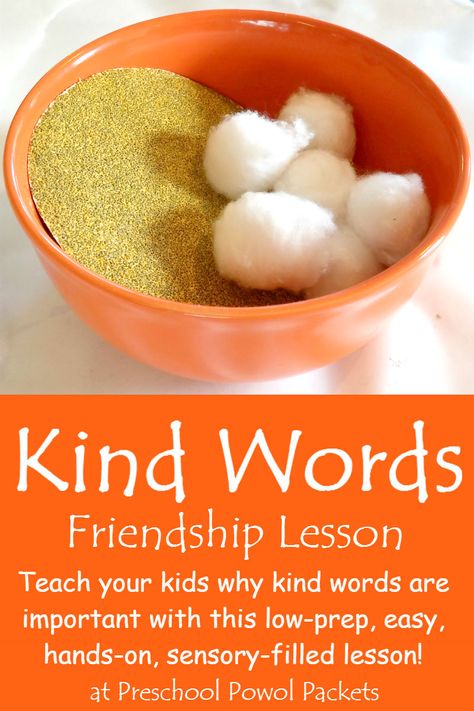 Do you need a hands-on, sensory lesson to teach about kind words? You will love… Friendship Activity, Preschool Friendship, Empathy Activities, Friendship Lessons, Friendship Activities, Kindness Activities, Bible Lessons For Kids, Object Lessons, Hormone Health