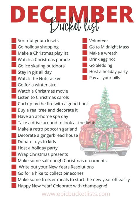 Free printable December Bucket List. What's on your December bucket list? Why not check off a couple of fun holiday items from our Christmas bucket list. Use it to celebrate where you live and where life takes you! 2024 Bucket List, Christian Bucket List, Intentional Christmas, December Bucket List, Activities For December, Things To Do In December, New York December, Free Printable Bingo Cards, London December