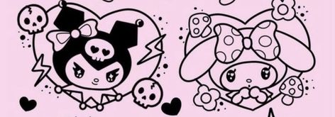 My Melody Kuromi Matching Tattoos, Kawaii, My Melody And Kuromi Tattoo Ideas, Kuromi Outline Drawing, Matching Tattoos Sanrio, My Melody And Kuromi Matching Tattoos, Kuromi Knife Tattoo, Kuromi And Melody Tattoo, Kuromi And My Melody Matching Tattoo