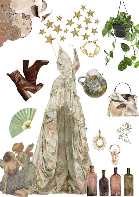 Mythical Aesthetic Outfit, Earthy Ethereal Outfits, Styling Blue Dress, Goddesscore Outfits, Alice In Wonderland Core Outfit, Goddess Core Outfit, Fairy Themed Outfits, Rainbow Dress Aesthetic, Romantic Ethereal Style