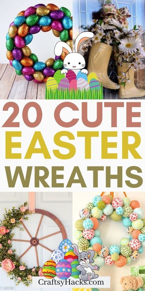 Easter Wreath With Eggs, Easter Wreaths & Garlands, Easter Diy Wreaths, Diy Easter Wreaths For Front Door, Easy Wreaths To Make, Egg Wreath Diy, Easter Wreaths Diy, Easter Egg Wreaths, Easter Diy Decorations