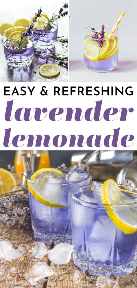 Drinks For Brunch, Easy Lavender Lemonade, Lavendar Recipe, Sparkling Lavender Lemonade, High Tea Recipes, Lavender Lemonade Recipe, Easy Lemonade, Lavender Drink, Lemonade Tea Recipe