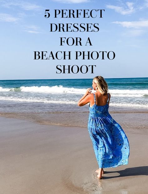 Beach Pics In Clothes, Womens Dress For Beach Pictures, White Dresses For Beach Pictures, Beach Outfit For Photoshoot, Dress For Beach Photos, Blue Dress Beach Photoshoot, Beach Photo Shoot Clothing Ideas, Beach Photo Outfit Ideas Family Blue, Beach Pictures Outfits Women