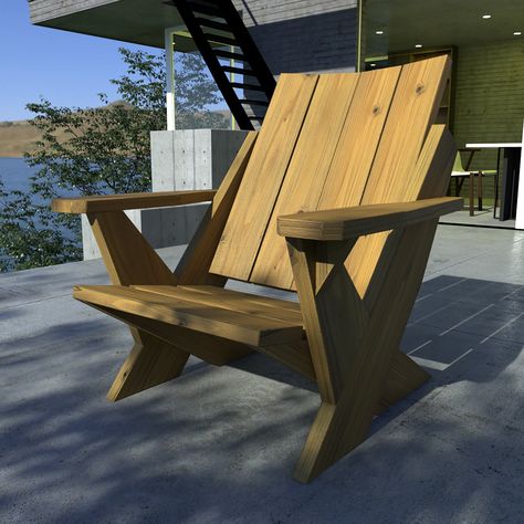 Modern Adirondack Chair Plans - DIY Easy adirondack chair plan - Outdoor adirondack chair pdf - Garden wood chair plan - Woodworking plans Dimensions: L 34'' W 32'' H 36'' PDF Plans includes: - The PDF is 30 pages, made with high quality plans and images - Materials and cut list - 2D Plans and elevations - 3D Diagrams - Complete dimensions and measurements - Cut details and layouts - Step-by-step instructions - Tools list, material cost, and tips! Modern Adirondack Chair Plans, Garden Chair Plans, Outdoor Chairs Wooden, Pallet Chairs, Patio Chairs Diy, Teak Adirondack Chairs, Adirondack Chairs Diy, 2x4 Projects, Modern Adirondack Chair