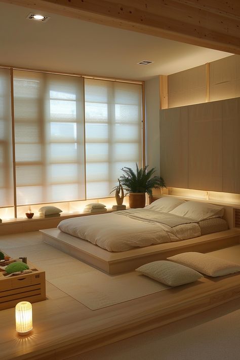 Experience a harmonious haven with these 20 organic modern bedroom ideas. Find serenity in simplicity as clean lines and natural elements come together to create a calming atmosphere. #HarmoniousHaven #Simplicity #OrganicModern Japanese Minimalism Bedroom, Minimalist Japanese Bedroom, Japandi Bed, Modern Japanese Bedroom, Bedroom Japanese Style, Japanese Bed Frame, Japandi Style Bedroom, Japanese Bedroom Design, Japandi Bedroom Design
