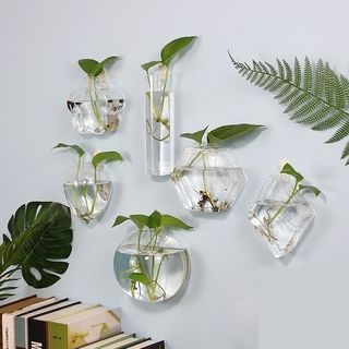 Buy Kimkom Wall Hanging Glass Vase (various designs) at YesStyle.com! Quality products at remarkable prices. FREE Worldwide Shipping available! Glass Wall Vase, Hanging Glass Vase, Hanging Glass Terrarium, Landscape Glass, Wall Mounted Planters, Wall Planters Indoor, Tafel Decor, Hanging Terrarium, Deco Originale