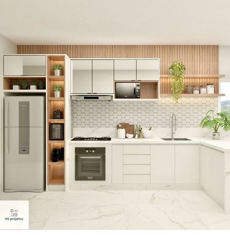 Kitchen With No Cupboards, Kitchen Cupboard Layout Ideas, Kitchen Cupboard Designs Layout, Kitchen Design Ideas 2024, Kitchen Aesthetic Apartment, Kitchen Set Putih, Breakfast Counter In Kitchen, Wall Kitchen Ideas, Small Home Interior Design