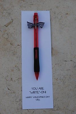 Valentine's Day Card Ideas * "You Are Write-On" Valentines.  Just a pen and a tiny bow.  Genius!! Pastors Appreciation, Happy Hearts Day, Valentines Ideas, My Funny Valentine, Valentine Treats, Pen Gift, Valentine Fun, Valentines Day Party, Valentine Day Crafts