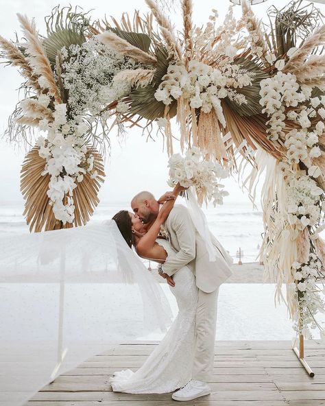 CHLOE FISHER on Instagram: “YOU + ME ✨ Everything I’ve ever dreamed of in one photo 🤍 @followthefishtv • Dress @grace_loves_lace • Suit @mjbale • 📷…” Wedding Cake Designs, Mumu Wedding, Boho Beach Wedding, Pampas Gras, Bali Wedding, Ceremony Arch, Wedding Goals, Wedding Mood, Tropical Wedding