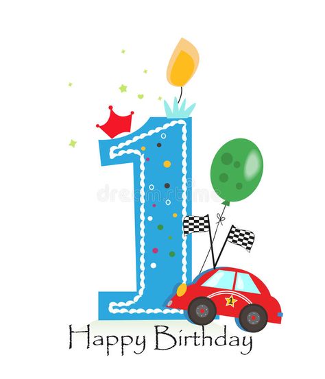 Happy first birthday candle. Baby boy greeting card with race car vector vector illustration Happy Birthday 1 Year, First Birthday Candle, Happy Birthday Beer, Happy Birthday Boy, First Birthday Cards, Happy Birthday Wallpaper, Happy First Birthday, Birthday Illustration, Happy Birthday Celebration