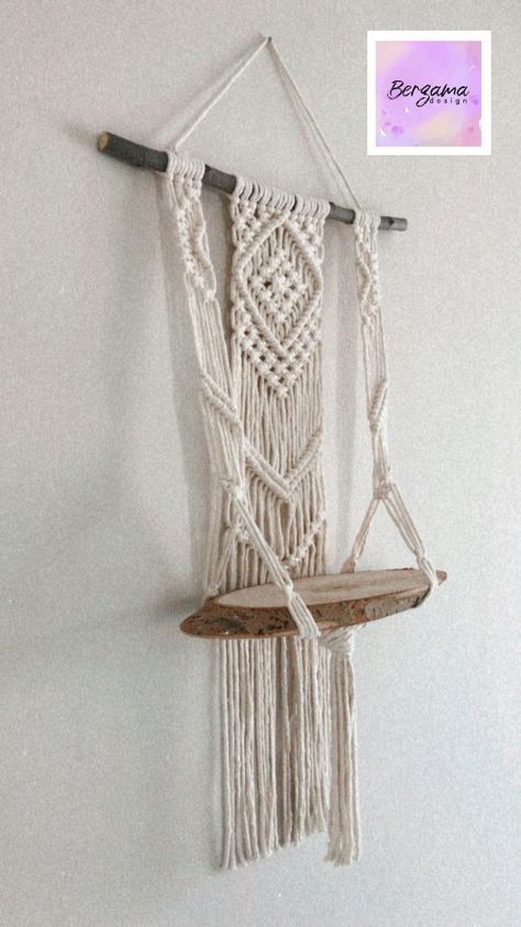 🔹Macrame Wall Hanging Shelf, Boho Indoor Rope Plant Hanger, flower pots holder, Bohemian Home Geometric Art Decor Cotton Bedroom Decorations. 🔹Pack Includes: One Piece of Macrame Hanging Shelf / The shelf is made of natural wood pieces. / The product will be made with a natural piece of wood. Not a dowel. 🔹Height: 29inc / 75 cm - Width: 18 inc / 48 cm - Depth: 8inc / 20 cm (Depth size is approximate. It can vary by 1-2 cm.) 🔹Colour : Multiple color option 🔹100% cotton woven tassels and wood Macrame Wall Hanging Shelf Diy, Small Book Shelf, Macrame Wall Hanging Shelf, Rope Plant, Macrame Hanging Shelf, Rope Plant Hanger, Wall Hanging Shelf, Shelf Small, Macrame Shelf