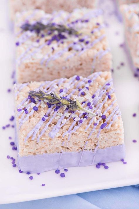 Butterfly Treats, Lavender Rice, Lavender Dessert, Purple Desserts, Lavender Candy, Lavender Baby Showers, Rice Krispy Treats, Lavender Butterfly, Krispy Treats