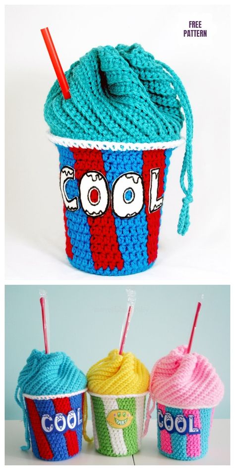 Crochet Hook Bag Pattern, Dragon Fruit Crochet Pattern, Free Mushroom Bag Crochet Pattern, Quirky Crochet Patterns Free, Ophir Boogie Crochet, Crochet Patterns Nerdy, Crochet Bag Drawstring, Fun Crochet Bags, Free Nerdy Crochet Patterns