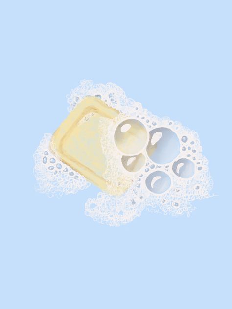 Bubble Bath Illustration, Soap Illustration, Bubble Bath Aesthetic, Bath Aesthetic, Shower Soap, Soap Bubbles, Beginner Painting, Ethereal Art, Bubble Bath