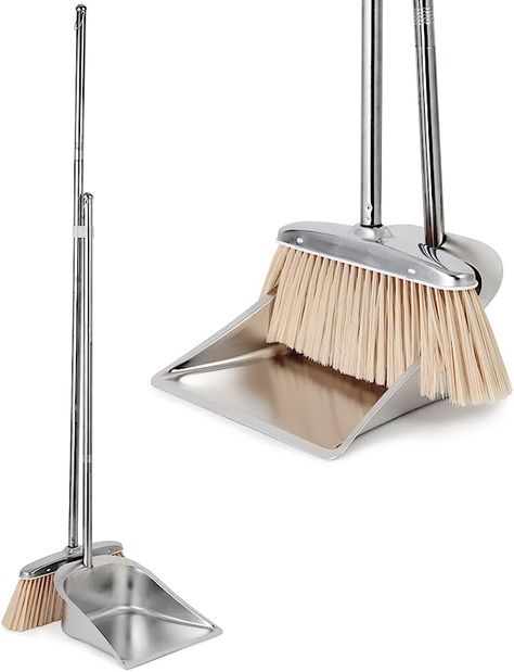 Amazon.com: Broom and Dustpan Set for Home, VOOWO Stainless Steel Broom and Dustpan Set with Long Handle, Heavy Duty Dustpan Broom Set Standing Dust Pan Kitchen and Home Indoor Outdoor Broom : Health & Household Soft Broom, Broom Set, Pan Kitchen, Sweep The Floor, Broom And Dustpan, Dust Pan, Home Indoor, Brooms, Pan Set