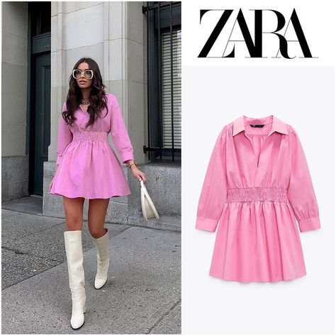 Pink dress 💕 - Dress: 29,95€ ref:3211/255 - #zara #zaraoutfit #zarawoman #zaradress Zara Dress Outfit, Outfit Bautizo, Zara Poplin Dress, Zara Long Dress, Zara Pink Dress, Pink Dress Outfits, Pink And Red Dress, Dress Outfits Party, Zara Looks