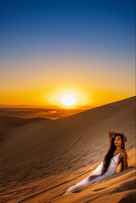 Sunset photoshoot in the desert Photoshoot In The Desert, San Dunes Photoshoot, Sand Dunes Photoshoot Models, Sand Dune Maternity Photos, White Sands Photoshoot, Sand Dune Photoshoot, Sand Photoshoot, Dune Photoshoot, Desert Fashion Photography