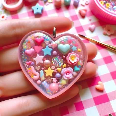 Presenting a delightful resin art keychain, perfect for teenage girls. Flaunting an array of pastel colors, this charming heart-shaped accessory is adorned with miniature hearts, stars, glitters, and tiny flower petals. The 3D effect further enhances its youthful appeal.

#ResinArt #TeenAccessories #CuteKeychains #PastelColors #GirlsAccessories #3DEffect Cute Resin Charms, Resin Art Keychain, Resin Pins, Alter Decor, Art Keychain, Kawaii Resin, Resin Charms, 3d Effect, Teenage Girls