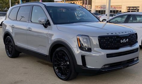 Kia Telluride SX Prestige Nightfall Edition 2024 Kia Telluride Wolf Gray, Kia Sorento Wolf Grey, Kia Telluride Wolf Gray, Mom Car Vehicles, Kia Telluride Nightfall, Kia Telluride Interior, Telluride Kia, Garage Toys, Car Quiz