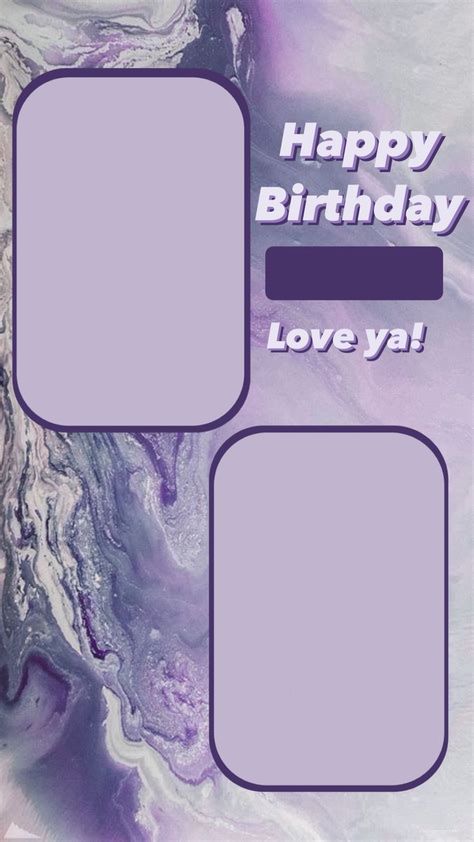 Happy Birthday Template Purple, Happy Birthday Bestie Template, Birthday Template For Instagram, Instagram Birthday Template, Layout For Instagram, Happy Birthday Purple, Template Happy Birthday, Purple Happy Birthday, Happy Birthday Icons