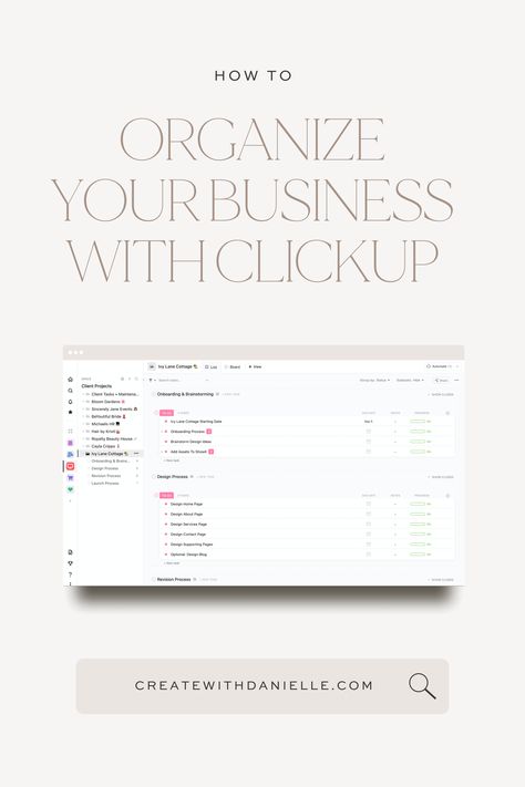 Small Business To Do List, Client Management System, Client File Organization Ideas, Clickup Project Management, Clickup Dashboards, Clickup Templates, Click Up, Organize Business, Tax Organization