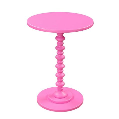 Convenience Concepts Palm Beach Pink Spindle End Table-131355PK - The Home Depot Spindle Table, Pink Side Table, Beach Furniture, Pink Furniture, Palm Beach Style, Pink Table, Wood Pedestal, Living Room Collections, Furniture Tables