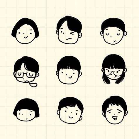 Character Simple Design, People Simple Illustration, Comics Ideas Character Design, Simple Animation Characters, Mini Character Design, Doodle Cartoon Characters, Illustration Styles Character Design, Cartoon Ideas Character Design, Cute Icon Drawing