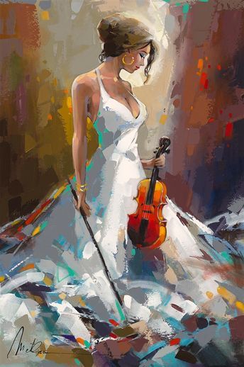 Art, Violin, Painting Ideas, A Woman, Canvas, White