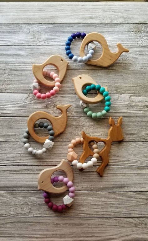 Wood Teethers, Toddler Boy Gifts, Wooden Teether, Teether Toys, Silicone Teether, Wooden Baby Toys, Baby Teethers, Baby Diy, Teething Toys