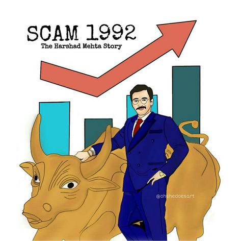 Follow me on Instagram @ohshedoesart for more. #scam1992 #harshadmehta #scam1992drawing #stockmarket #scam1992illustration Scam 1992 Wallpaper, Harshad Mehta, Scam 1992, Big Bull, Story Illustration, Digital Art Painting, Electronic Circuit Design, Electronic Circuit, Hanuman Wallpaper