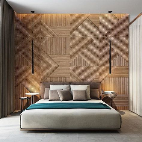 20 Modern And Creative Bedroom Design Featuring Wooden Panel Wall | Home Design And Interior Modern Bedroom Inspirations, Modern Bedroom Inspiration, Pelan Rumah, Luxury Bedroom Design, Bed Design Modern, Bilik Tidur, घर की सजावट, Modern Bedroom Design, Wood Panel Walls