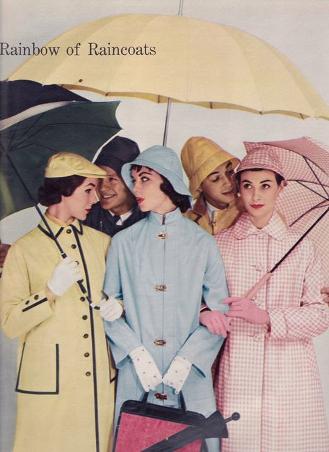 1950s Spring Fashion, 50s Editorial, 50s Vibes, Cute Raincoats, Raincoat Outfit, 50s Outfits, 50s Women, Aspiring Author, Fashion Vibes