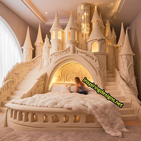 These Giant Disney Castle Shaped Beds Will Turn Your Bedroom into a Fairy Tale Kingdom – Inspiring Designs Castle Bedroom Kids, Casa Disney, New Bed Designs, Castle Bedroom, Castle Bed, Hiasan Bilik Tidur, Exterior Bloxburg, Bilik Tidur, Hiasan Bilik