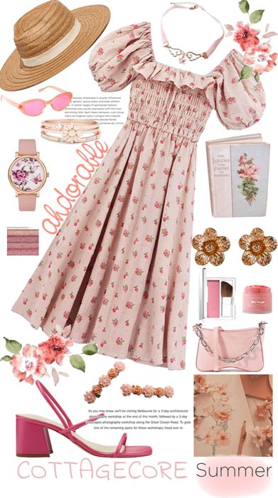 Cottagecore Summer Outfit | ShopLook Pink Outfits Cottagecore, Cottagecore Dresses Casual, Cottage Core Pink Outfit, Girly Cottagecore Outfits, Cottagecore Soft Aesthetic Outfits, Cottagecore Outfit Inspo Summer, Colourful Cottagecore Outfit, Cottagecore Outfit Ideas Summer, Pink Cottage Core Outfit
