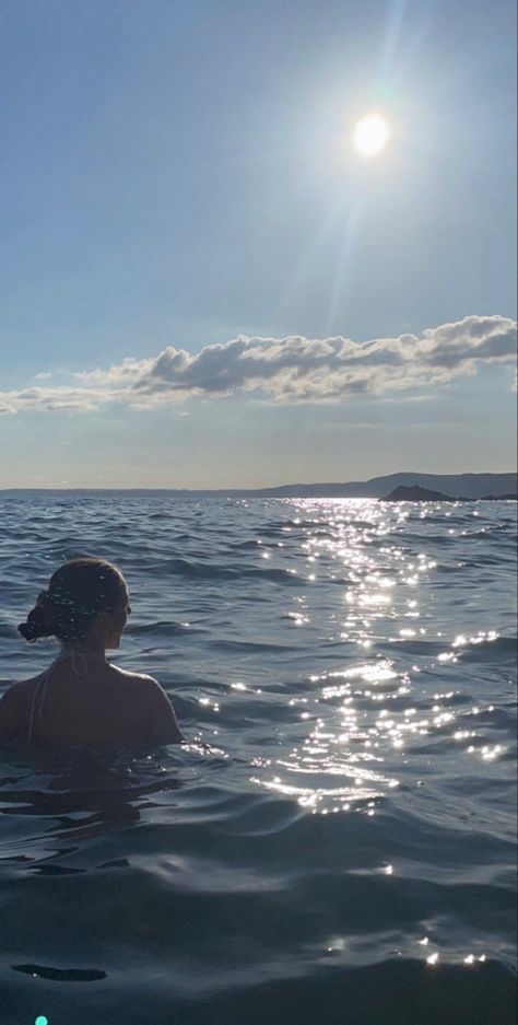 Open Water Swimming Aesthetic, Sea Swimming Aesthetic, Swimming Aesthetic Ocean, Jess Aesthetic, Cornwall Aesthetic, Sunset Summer Aesthetic, Uni House, Ocean Swimming, Beach House Aesthetic