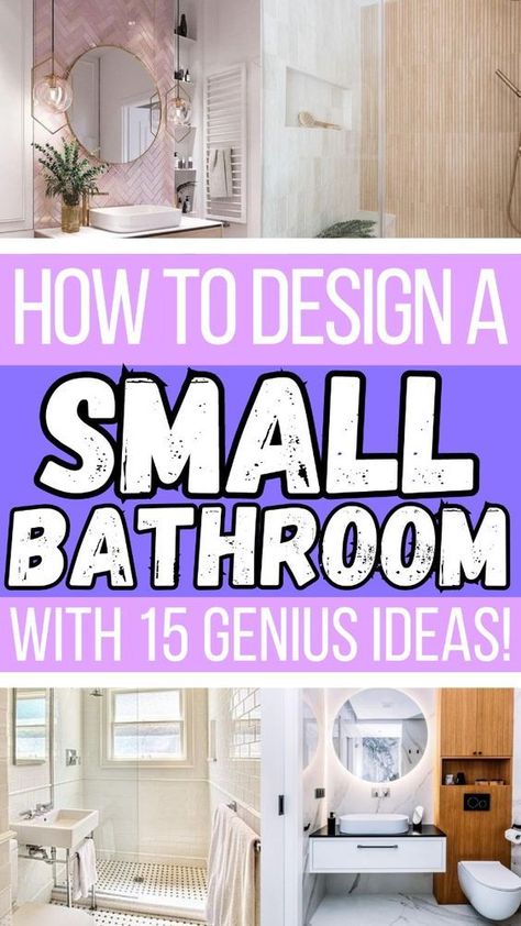 Figuring out your small bathroom design? Here are 15 of the best small bathroom ideas & bathroom inspirations, perfect for transforming your very small bathroom into a spacious oasis! With tips & tricks, plus small bathroom decor ideas, small bathroom storage ideas and bathroom interior knowledge, you will for sure be inspired! Cozy Bathroom Design, Small Bathroom Designs With Bathtub, Bathroom Floorplan, Small Space Bathroom Design, Minimalist Small Bathrooms, Small Full Bathroom, Spacious Bathroom, Very Small Bathroom, Small Bathroom Remodel Designs