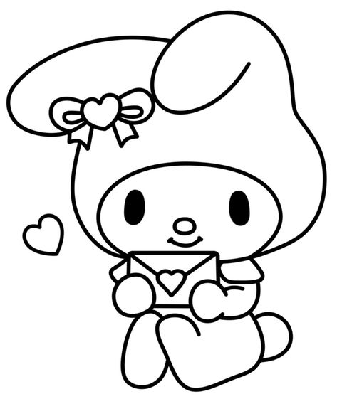 My Melody Holding Valentine Letter Coloring Page Valentine Letter, Hello Kitty Colouring Pages, Valentines Day Drawing, Karakter Sanrio, Valentine Coloring Pages, Valentines Day Coloring Page, Cat Coloring Book, Hello Kitty Coloring, Valentines Day Coloring