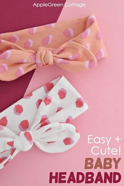 Material Bows Diy How To Make, Diy Infant Headwrap, Diy Newborn Bows, Diy Baby Hair Bows Head Bands, Baby Headband Bows, Headband Tutorial Diy, How To Sew A Headband, Baby Girl Sewing Projects, Headband Pattern Sewing